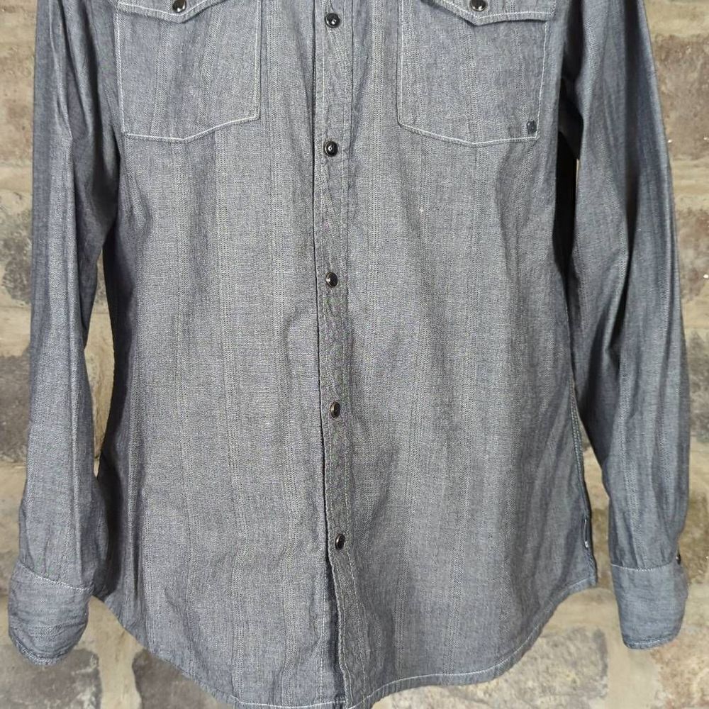 Ocean Current‎ Gray Snap Front Long Sleeve Western Shirt Men's Size XL - Picture 4 of 13